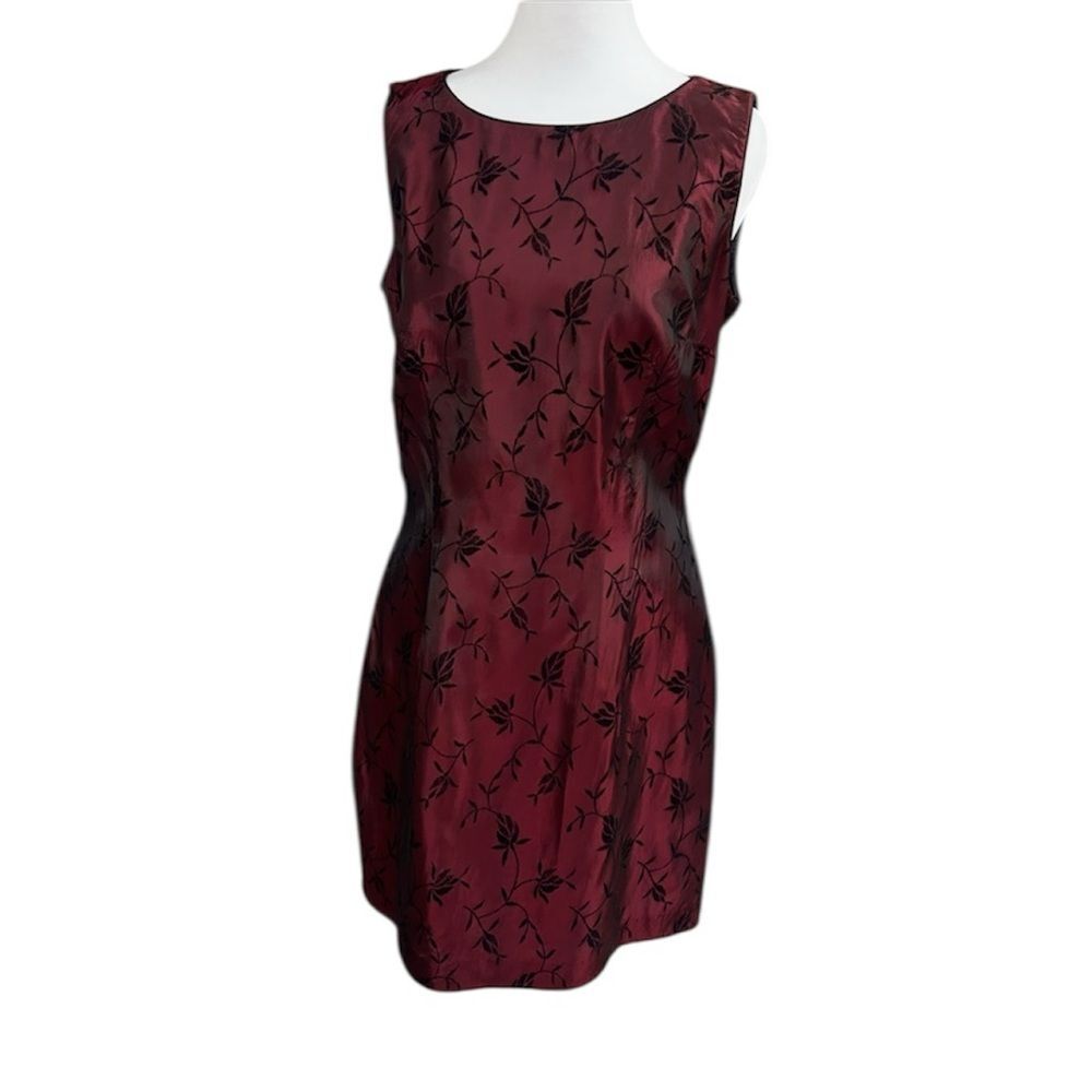 Vintage Wrapper Dark Romantic Floral Whimsigoth Dress Size 9 / 10 Red